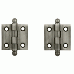 1 1/2 Inch x 1 1/2 Inch Solid Brass Cabinet Hinges (Antique Nickel) DELTANA