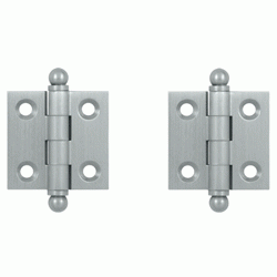 1 1/2 Inch x 1 1/2 Inch Solid Brass Cabinet Hinges (Brushed Chrome Finish) DELTANA