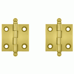 1 1/2 Inch x 1 1/2 Inch Solid Brass Cabinet Hinges (Polished Brass Finish) DELTANA