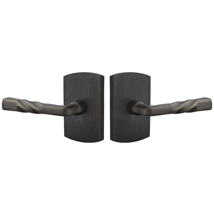 Solid Brass Sandcast Montrose Lever With Rounded Rectangular Rosette EMTEK