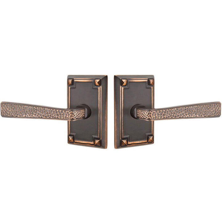 Emtek Craftsman Style Hammered Lever With Rectangular Rosette (Many Finishes Available) EMTEK