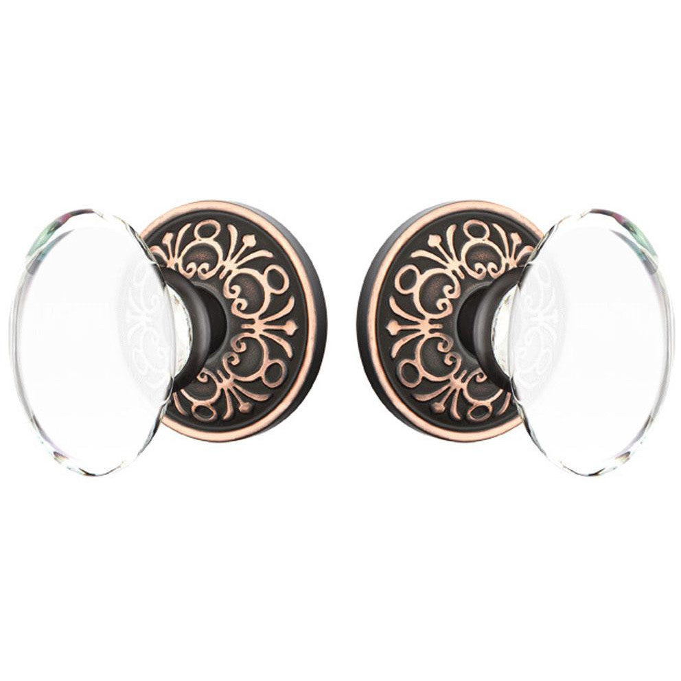 Emtek Crystal Hampton Door Knob Set With Lancaster Rosette (Several Finish Options) EMTEK