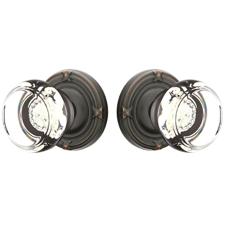 EMTEK Emtek Crystal Georgetown Door Knob Set With Ribbon & Reed Rosette