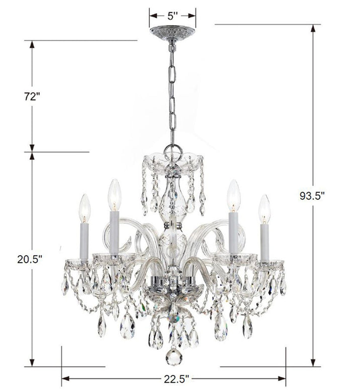 Crystorama Crystorama Traditional Crystal 5 Light Swarovski Strass Crystal Polished Chrome Chandelier