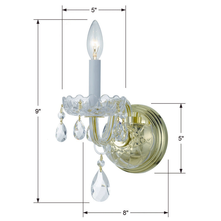 Crystorama Crystorama Traditional Crystal 1 Light Spectra Crystal Polished Brass Sconce