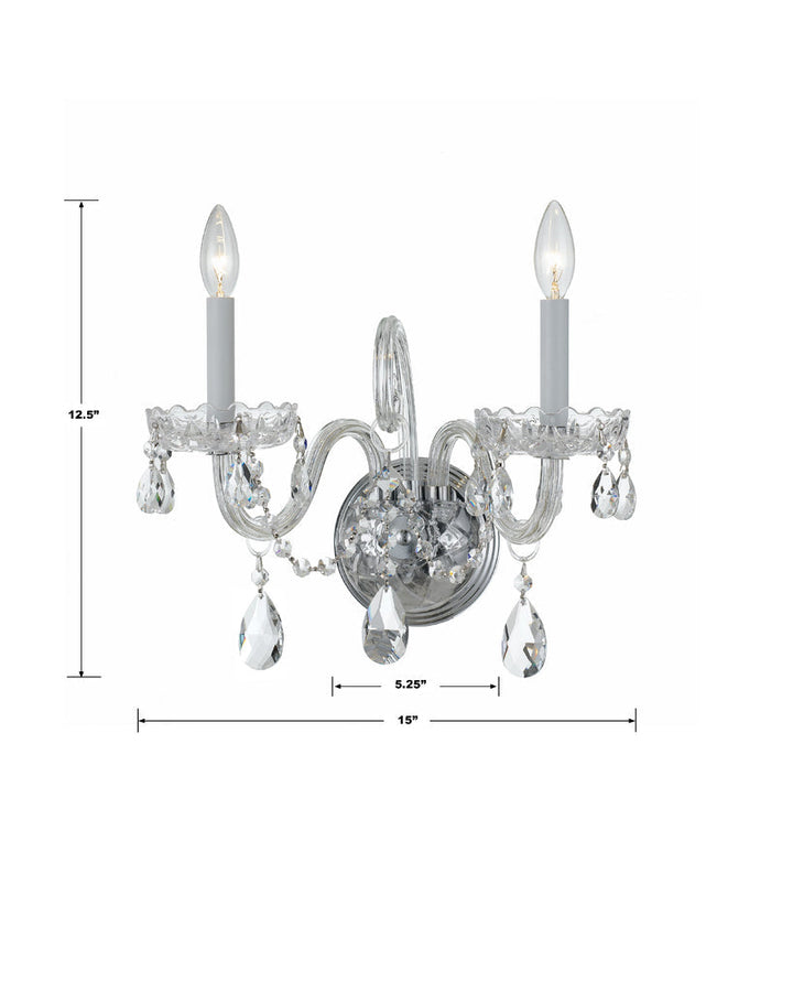 Crystorama Crystorama Traditional Crystal 2 Light Hand Cut Crystal Polished Chrome Sconce