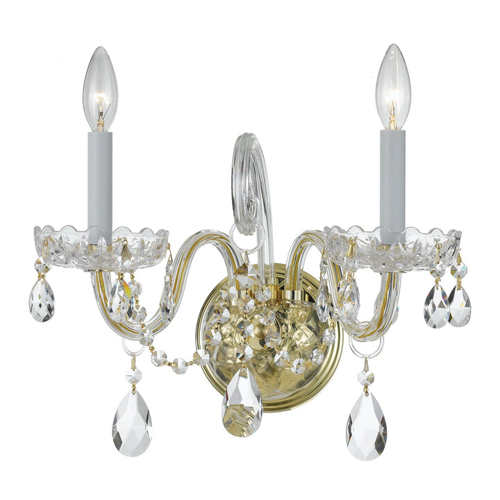 Crystorama Crystorama Traditional Crystal 2 Light Hand Cut Crystal Polished Brass Sconce