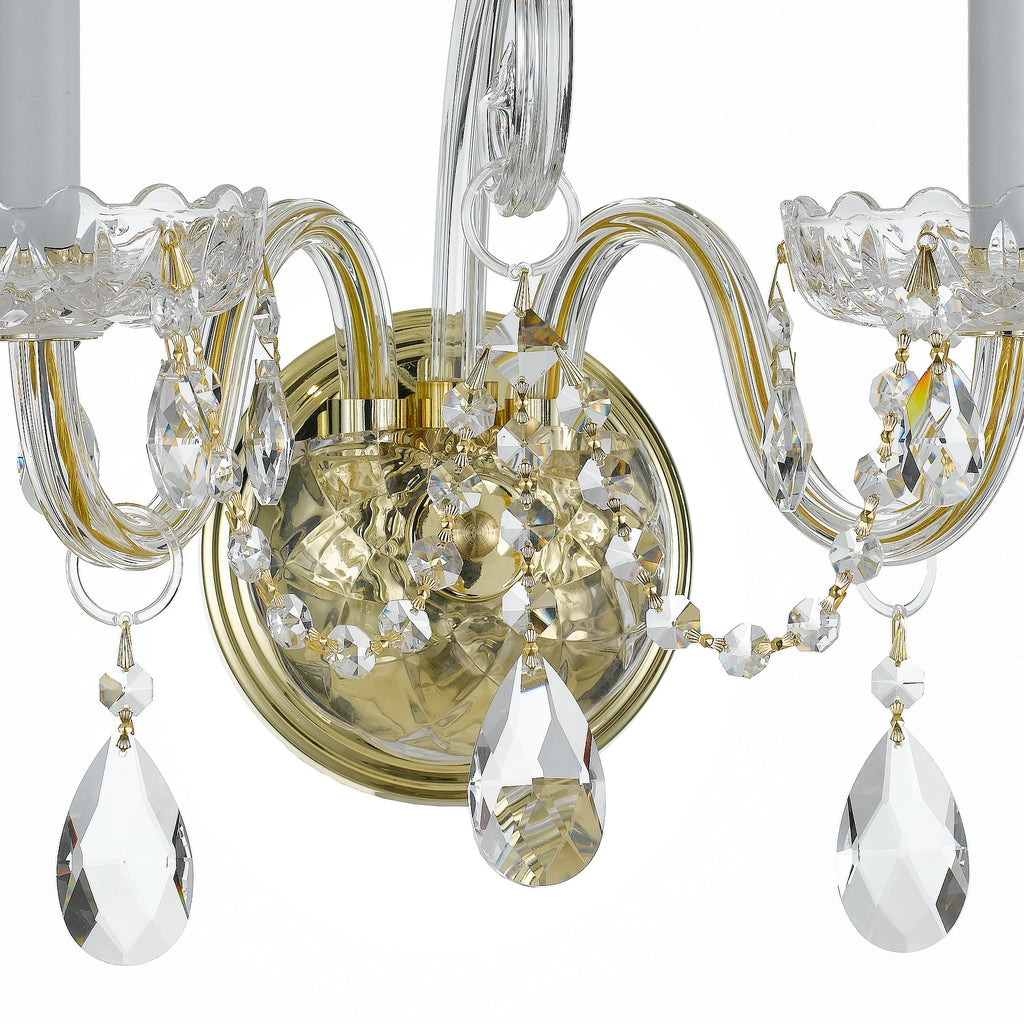 Crystorama Crystorama Traditional Crystal 2 Light Hand Cut Crystal Polished Brass Sconce