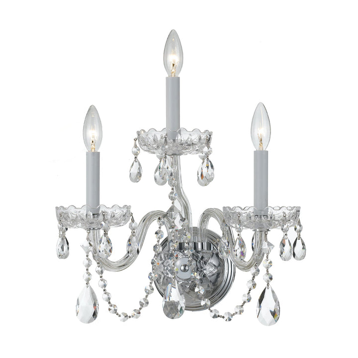 Crystorama Crystorama Traditional Crystal 3 Light Hand Cut Crystal Polished Chrome Sconce
