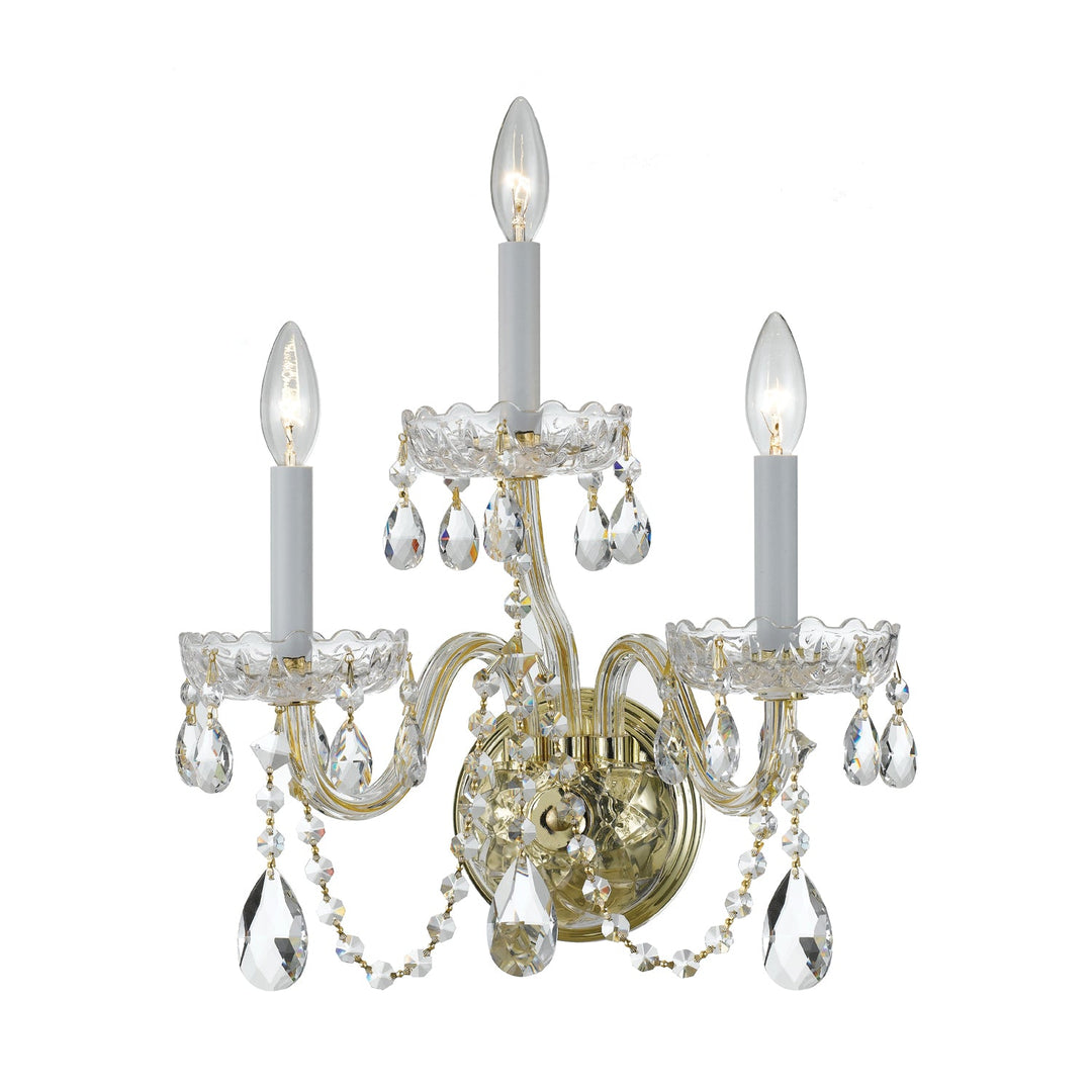 Crystorama Crystorama Traditional Crystal 3 Light Swarovski Strass Crystal Polished Brass Sconce