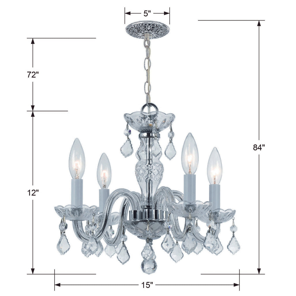 Crystorama Crystorama Traditional Crystal 4 Light Swarovski Strass Crystal Polished Chrome Mini Chandelier