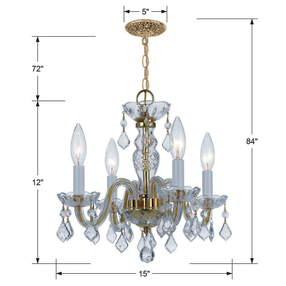 Crystorama Crystorama Traditional Crystal 4 Light Clear Italian Crystal Polished Brass Mini Chandelier
