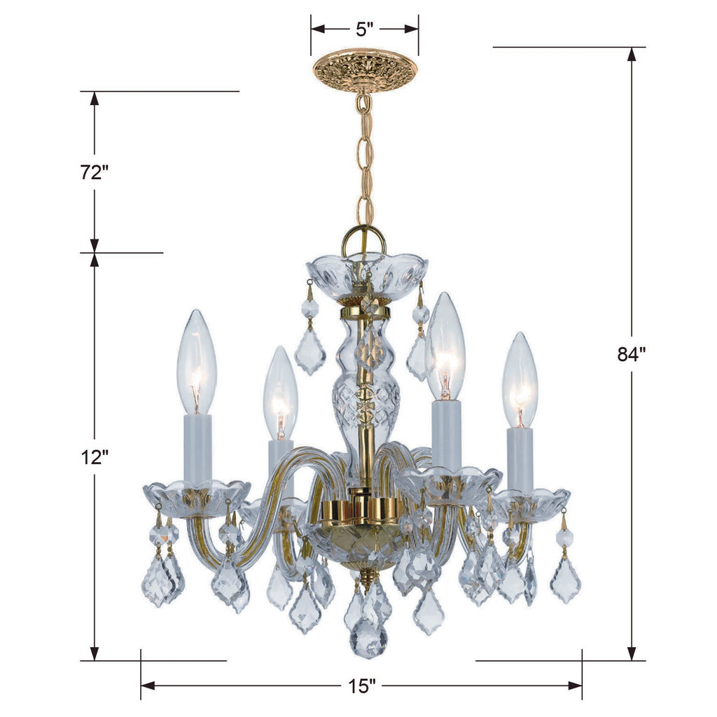 Crystorama Crystorama Traditional Crystal 4 Light Spectra Crystal Polished Brass Mini Chandelier