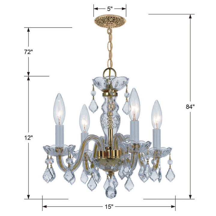 Crystorama Crystorama Traditional Crystal 4 Light Swarovski Strass Crystal Polished Brass Mini Chandelier