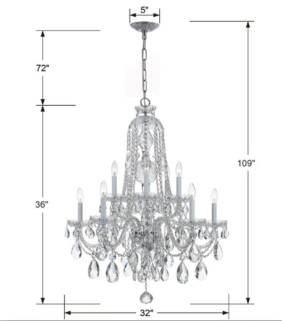 Crystorama Crystorama Traditional Crystal 10 Light Hand Cut Crystal Polished Chrome Chandelier