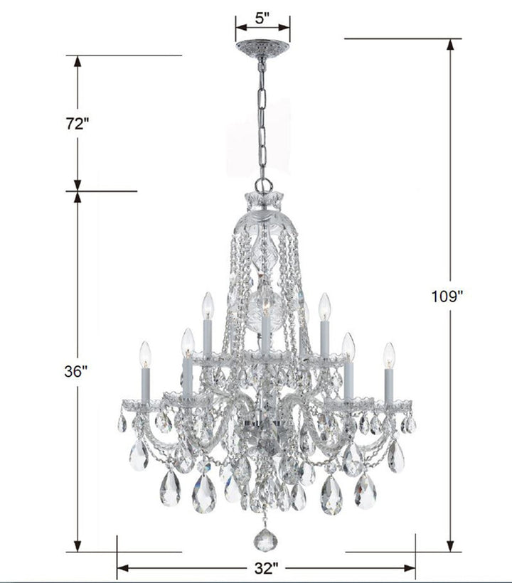 Crystorama Crystorama Traditional Crystal 10 Light Swarovski Strass Crystal Polished Chrome Chandelier