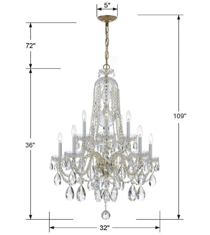 Crystorama Crystorama Traditional Crystal 10 Light Spectra Crystal Polished Brass Chandelier