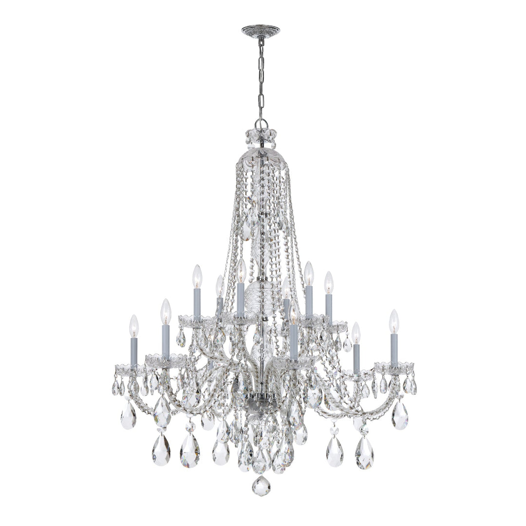 Crystorama Crystorama Traditional Crystal 12 Light Hand Cut Crystal Polished Chrome Chandelier