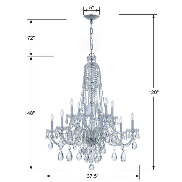 Crystorama Crystorama Traditional Crystal 12 Light Hand Cut Crystal Polished Chrome Chandelier
