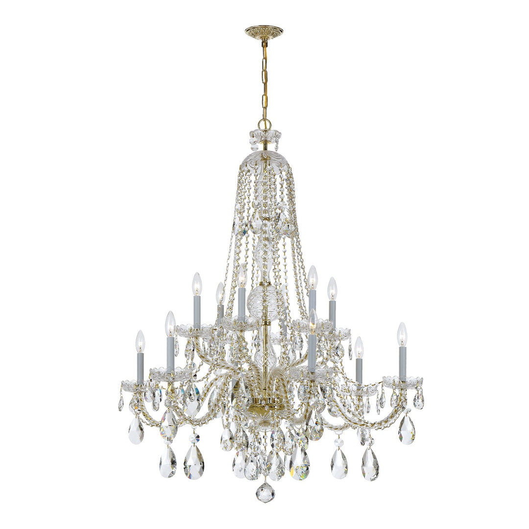 Crystorama Crystorama Traditional Crystal 12 Light Hand Cut Crystal Polished Brass Chandelier