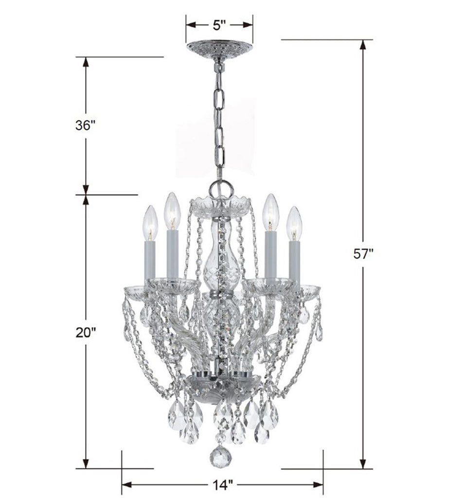 Crystorama Crystorama Traditional Crystal 5 Light Hand Cut Crystal Polished Chrome Mini Chandelier