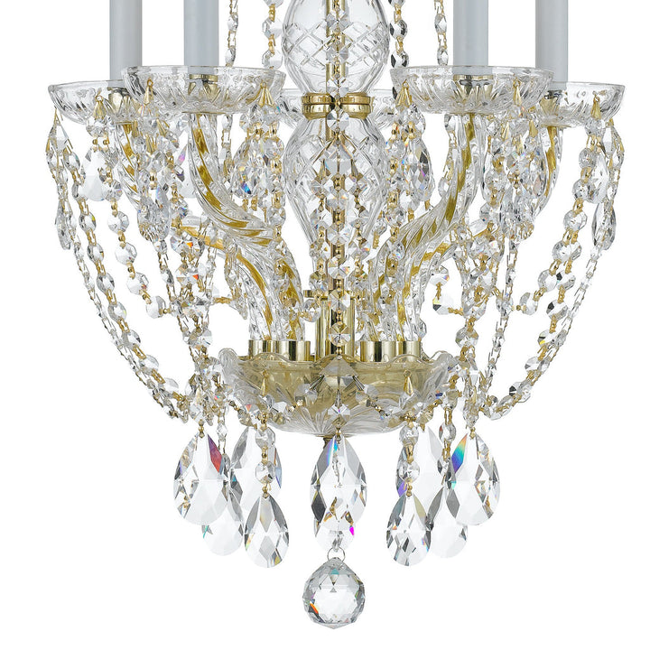 Crystorama Crystorama Traditional Crystal 5 Light Hand Cut Crystal Polished Brass Mini Chandelier