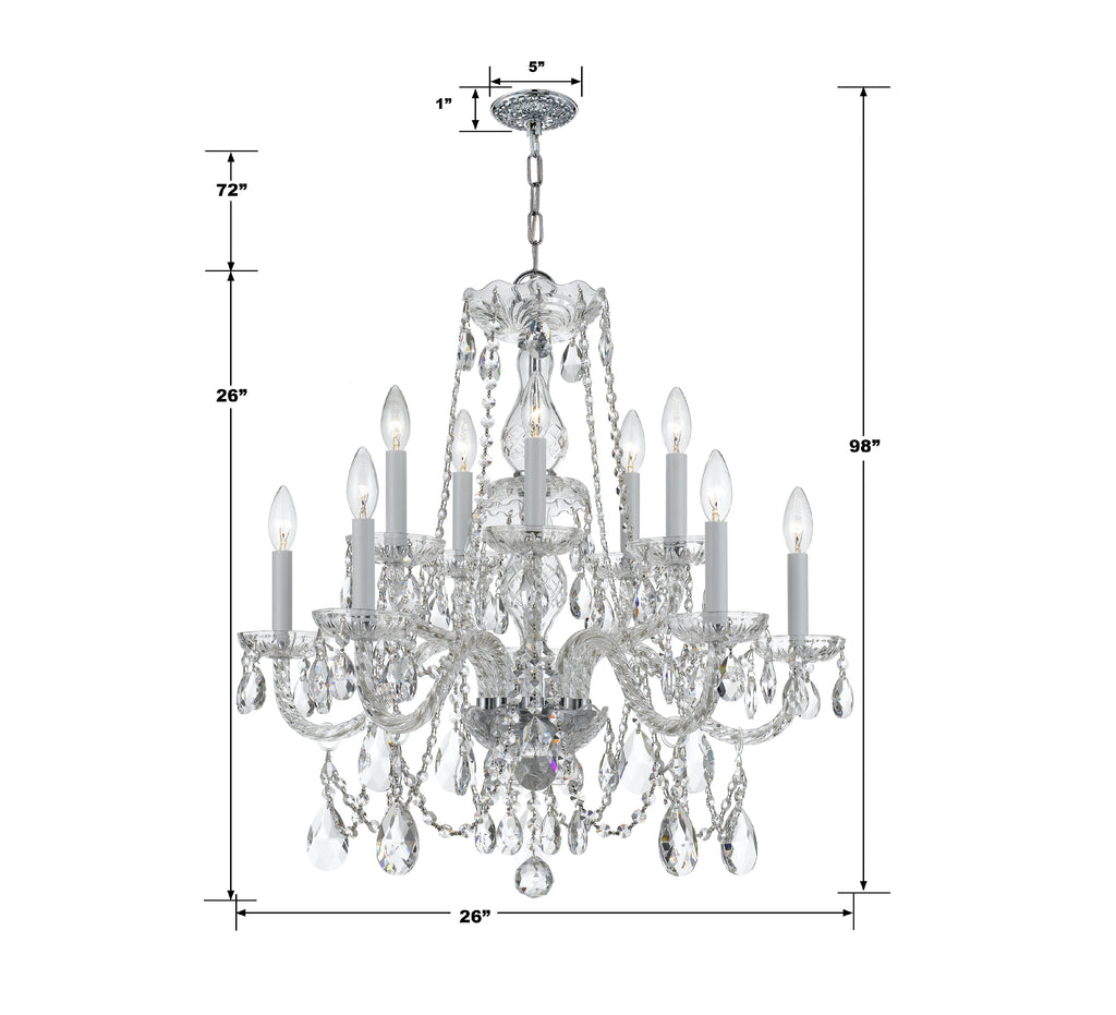 Crystorama Crystorama Traditional Crystal 10 Light Hand Cut Crystal Polished Chrome Chandelier