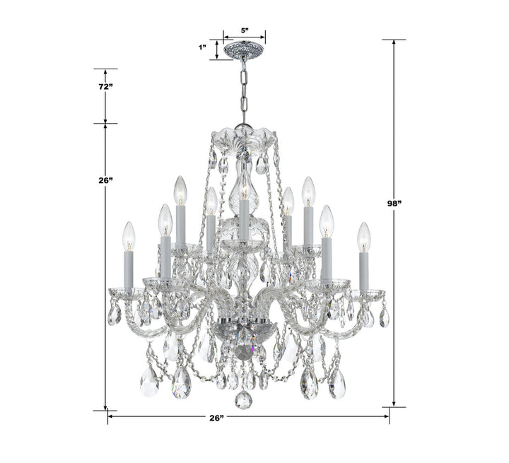 Crystorama Crystorama Traditional Crystal 10 Light Hand Cut Crystal Polished Chrome Chandelier