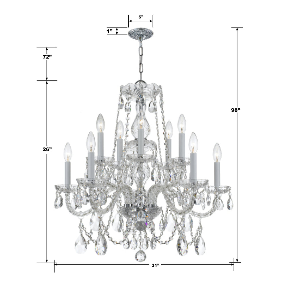 Crystorama Crystorama Traditional Crystal 12 Light Clear Italian Crystal Polished Chrome Chandelier