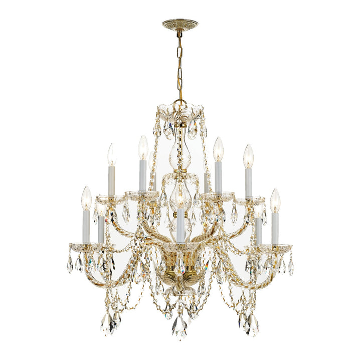 Crystorama Crystorama Traditional Crystal 12 Light Clear Italian Crystal Historic Polished Brass Chandelier