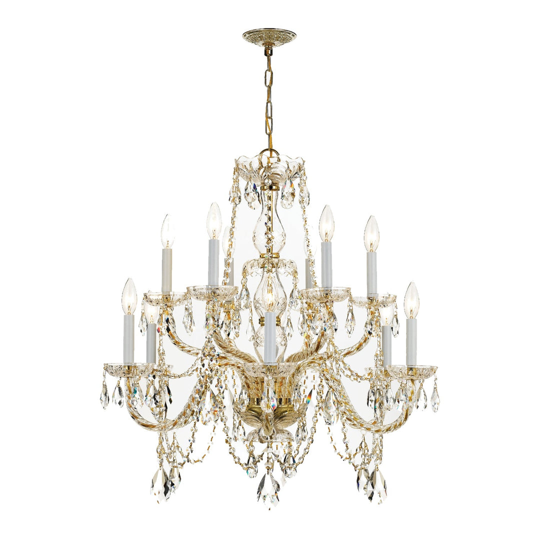 Crystorama Crystorama Traditional Crystal 12 Light Swarovski Strass Crystal Polished Brass Chandelier