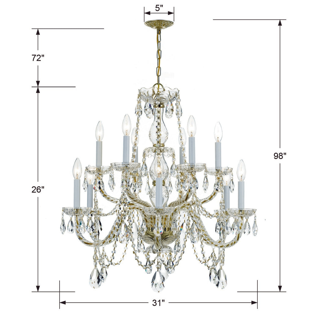 Crystorama Crystorama Traditional Crystal 12 Light Spectra Crystal Polished Brass Chandelier
