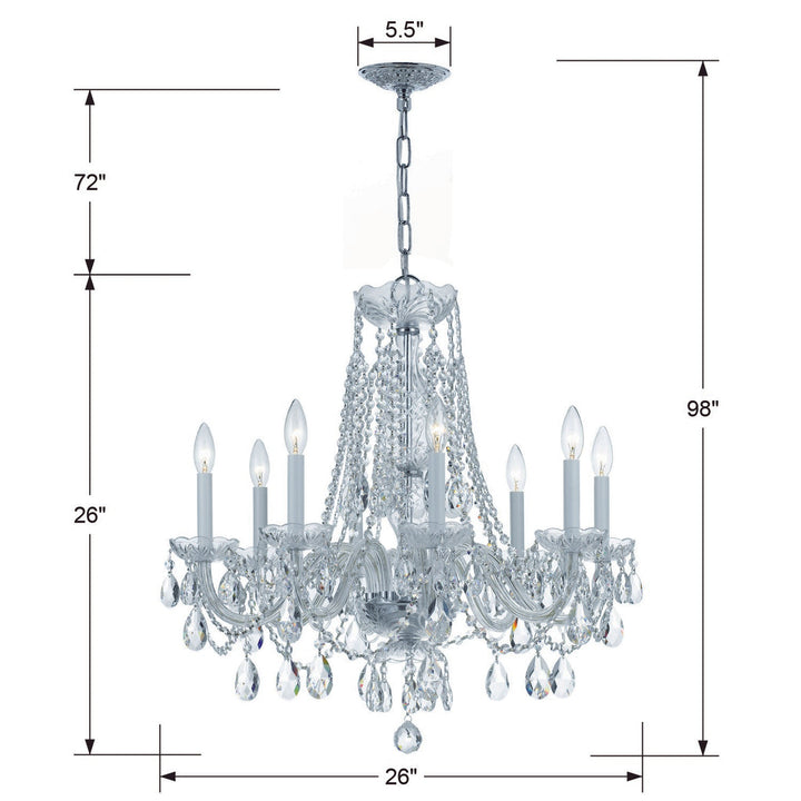 Crystorama Crystorama Traditional Crystal 8 Light Hand Cut Crystal Polished Chrome Chandelier