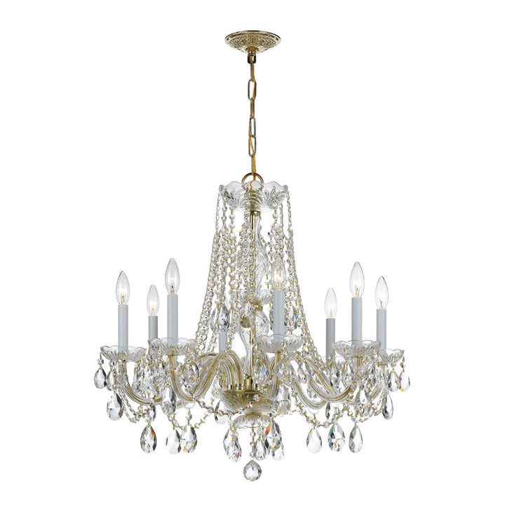 Crystorama Crystorama Traditional Crystal 8 Light Hand Cut Crystal Polished Brass Chandelier