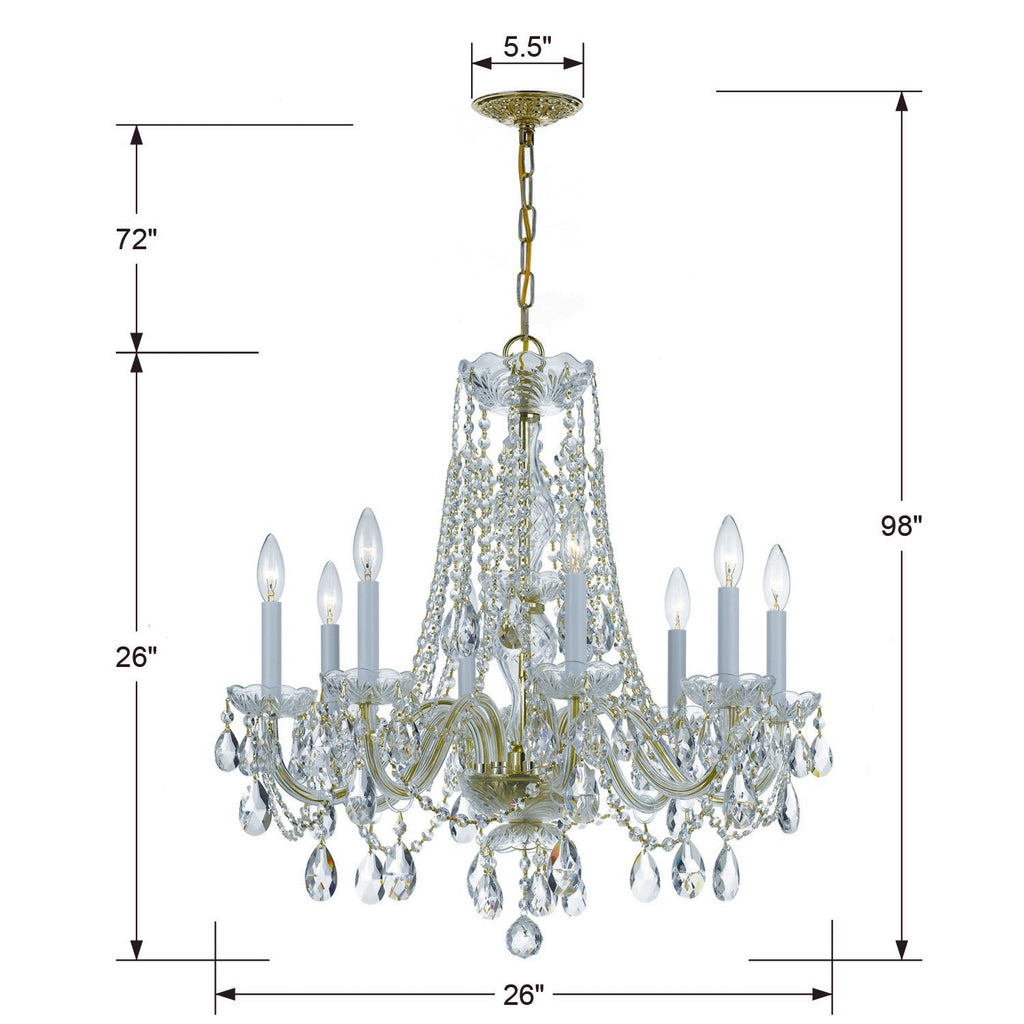 Crystorama Crystorama Traditional Crystal 8 Light Swarovski Strass Crystal Polished Brass Chandelier