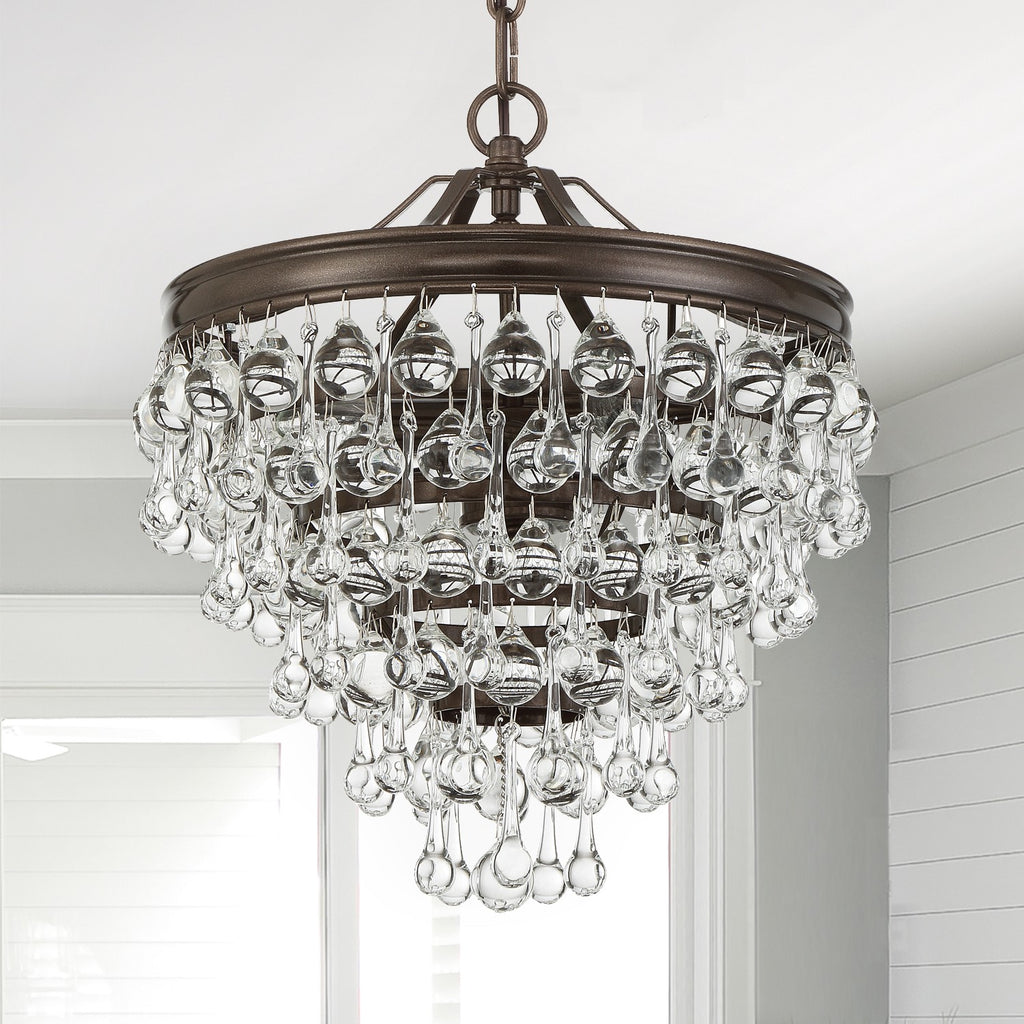 Crystorama Crystorama Calypso 3 Light Crystal Teardrop Vibrant Bronze Mini Chandelier
