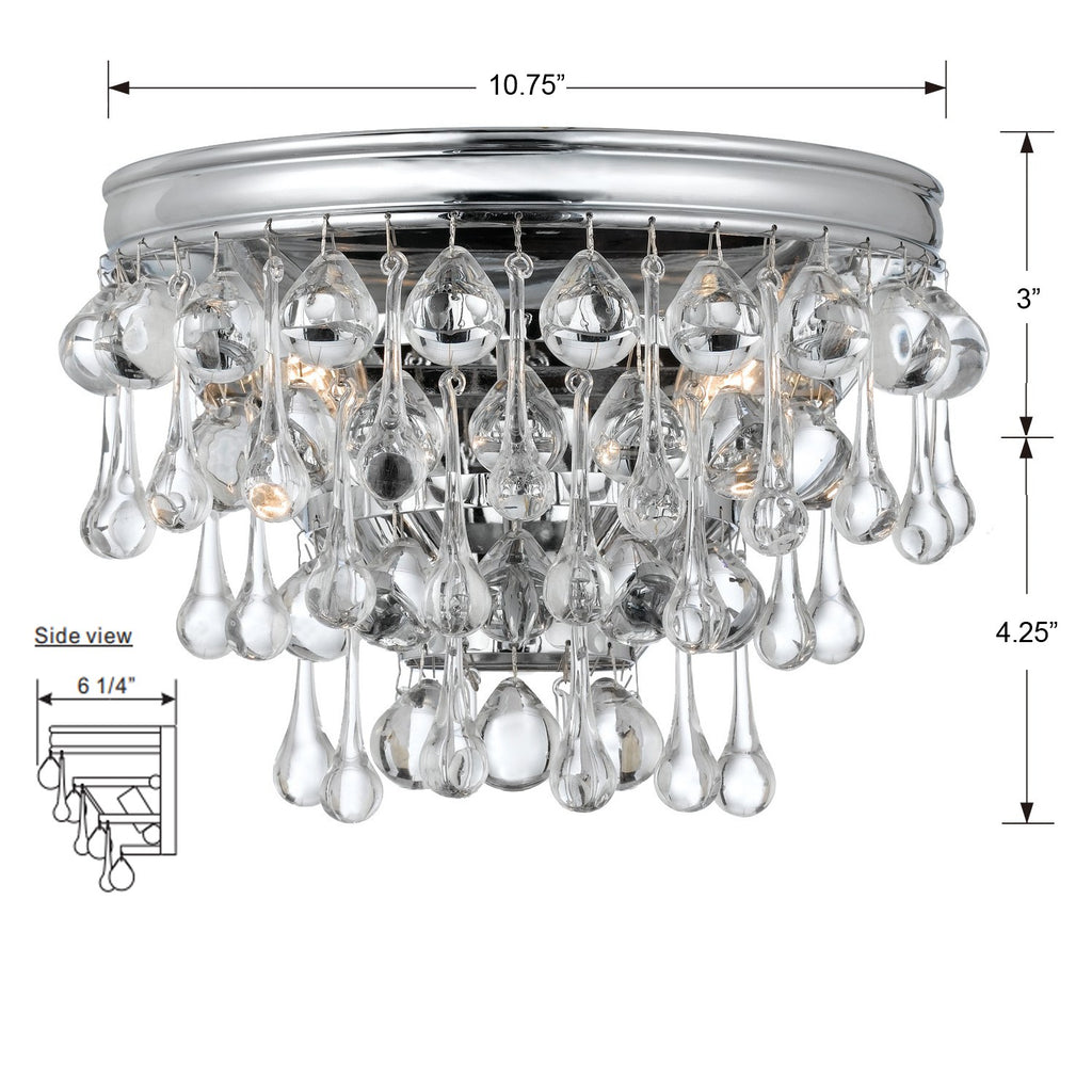Crystorama Crystorama Calypso 2 Light Crystal Teardrop Polished Chrome Sconce