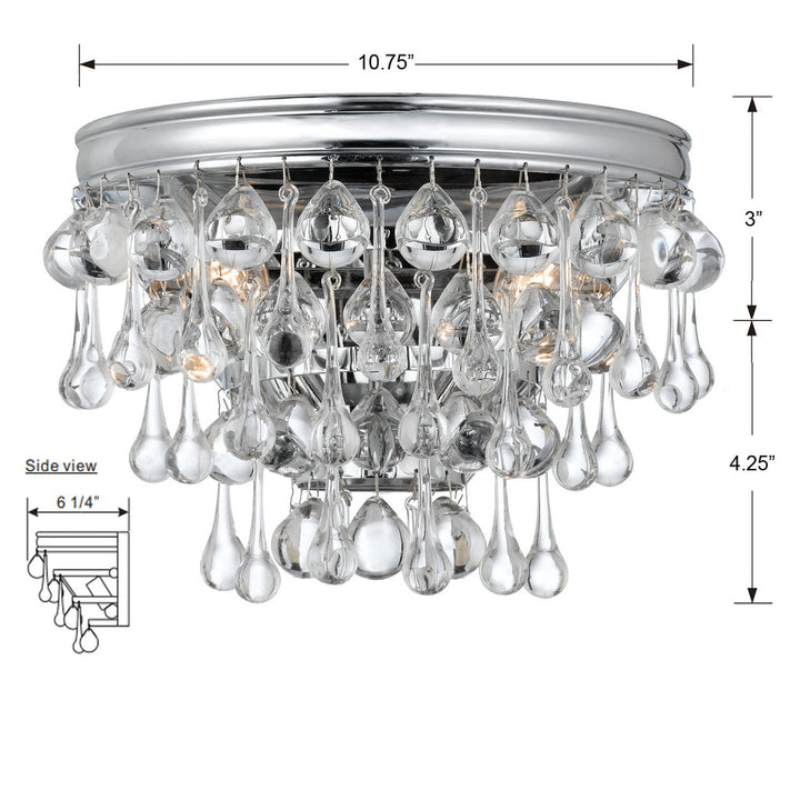 Crystorama Crystorama Calypso 2 Light Crystal Teardrop Polished Chrome Sconce