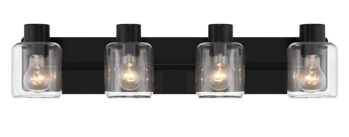 ##Antique Hardware## Rori 4 Light Vanity in Flat Black