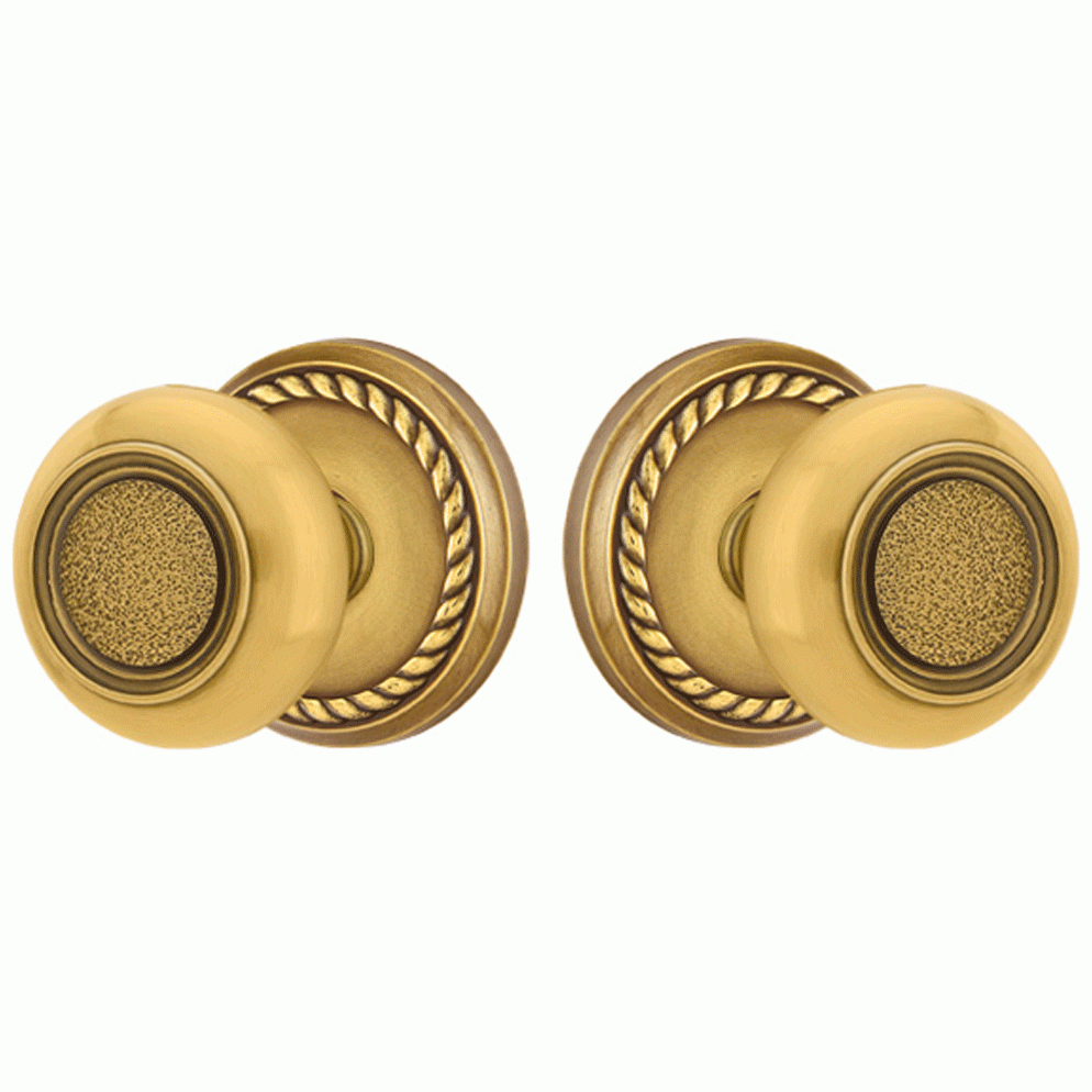 Solid Brass Belmont Door Knob Set With Rope Rosette (Several Finish Options) EMTEK