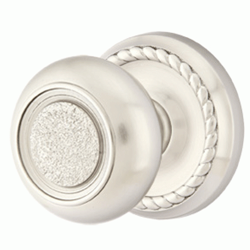 Solid Brass Belmont Door Knob Set With Rope Rosette (Several Finish Options) EMTEK