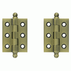 2 Inch x 1 1/2 Inch Solid Brass Cabinet Hinges (Antique Brass Finish) DELTANA
