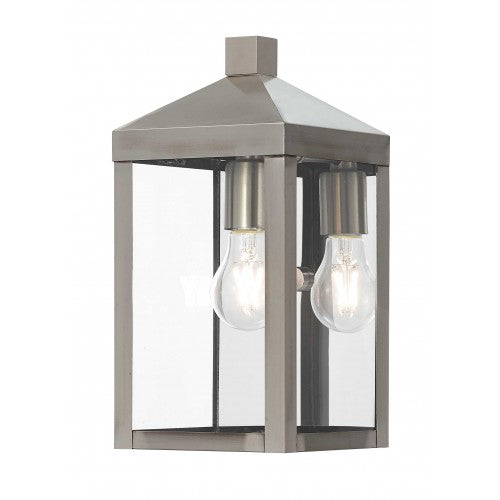 1 Light Brushed Nickel Outdoor Wall Lantern Livex