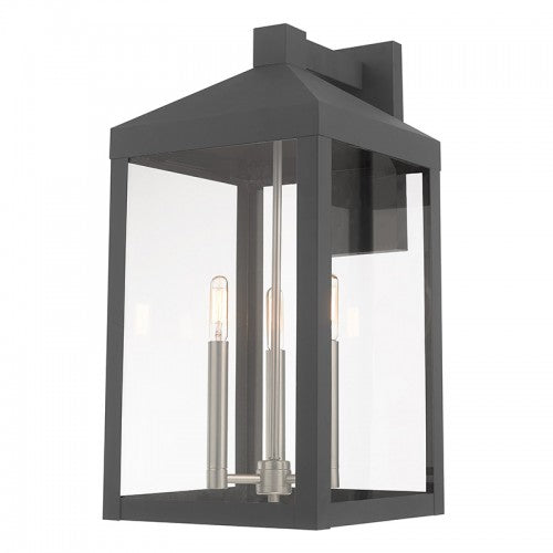 3 Light Scandinavian Gray Outdoor Wall Lantern Livex
