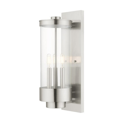 3 Light Brushed Nickel Outdoor Wall Lantern Livex