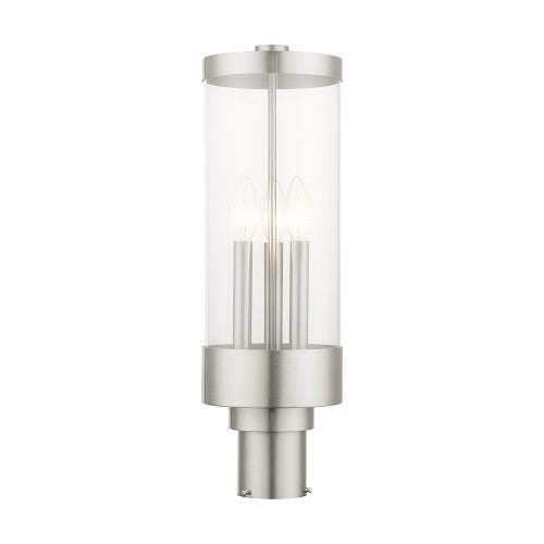 3 Light Brushed Nickel Outdoor Post Top Lantern Livex