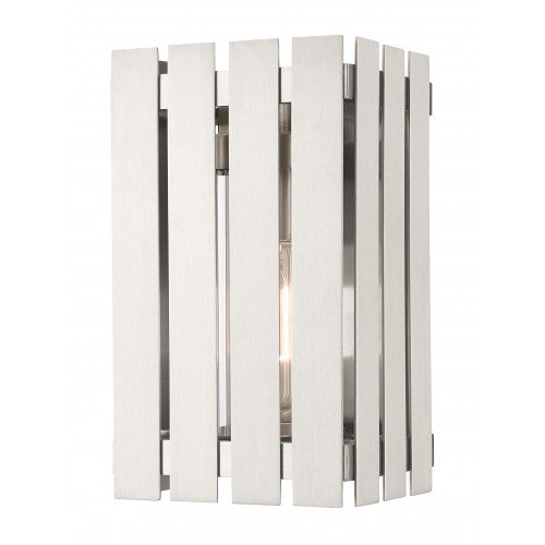 1 Light Brushed Nickel Outdoor Wall Lantern Livex