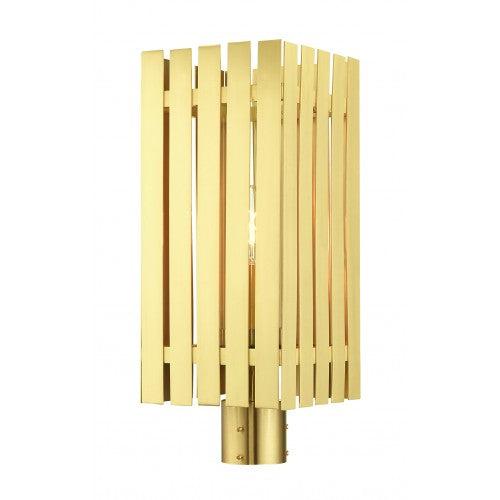 1 Light Satin Brass Outdoor Post Top Lantern Livex
