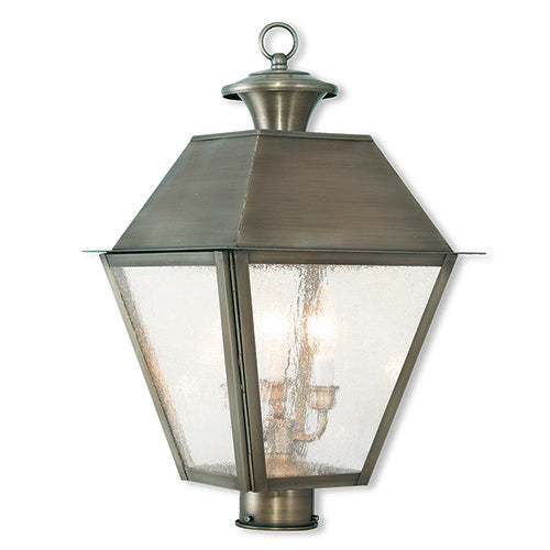 3 Light Vintage Pewter Post Top Lantern Livex