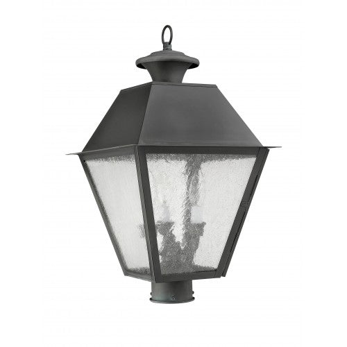 3 Light Charcoal Outdoor Post Top Lantern Livex
